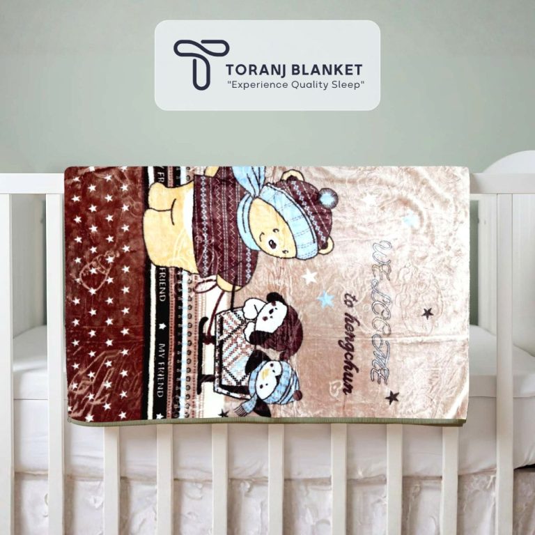 پتو کودک Sun High طرح خرس و پنگوئن قهوه‌ای – کد 364