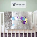 پتو کودک Sun High طرح خرگوش و بادکنک طوسی – کد 359