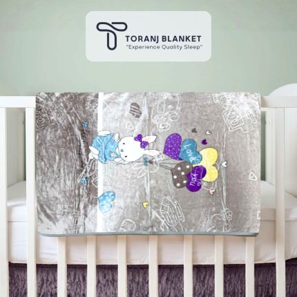 پتو کودک Sun High طرح خرگوش و بادکنک طوسی – کد 359