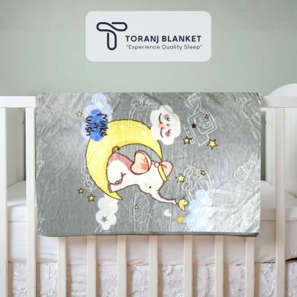 پتو کودک Sun High طرح فیل و ماه طوسی – کد 362