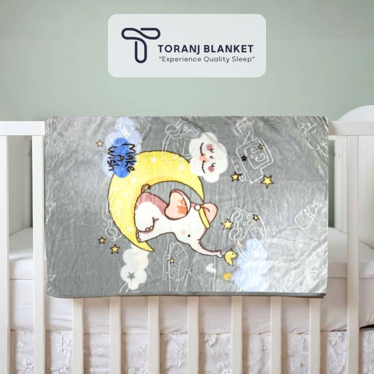 پتو کودک Sun High طرح فیل و ماه طوسی – کد 362